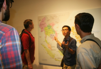 Being a language-and-culture teacher and a tour guide at ELIC. We were at the Ethnology Museum, discussing the geography and history of Southeast Asia, just before discussing in detail about Vietnam